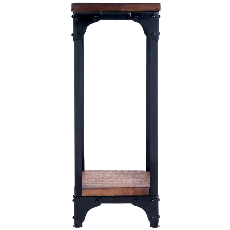 Butler Specialty Gandolph Industrial Chic Wood & Iron Pedestal Stand, Medium Brown