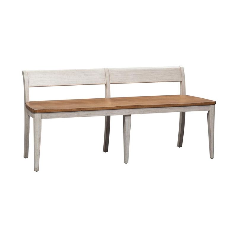 Liberty Furniture Farmhouse Reimagined Bench (RTA) in Antique White w/ Chestnut Top image number 2