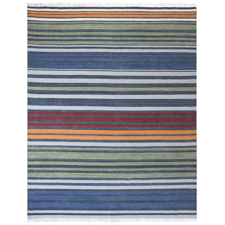 RUGSOTIC CARPETS HAND WOVEN FLAT WEAVE KILIM WOOL ECO-FRIENDLY AREA RUGS  - 4'x6', Rectangle Shape, Multicolor Color, Contemporary Modern Design, Low Pile Handmade Rugs for Living Room (D00117)