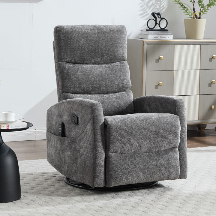 Faux Leather Manual Recliner Chair Swivel Rocker Recliner with Heat & Massage