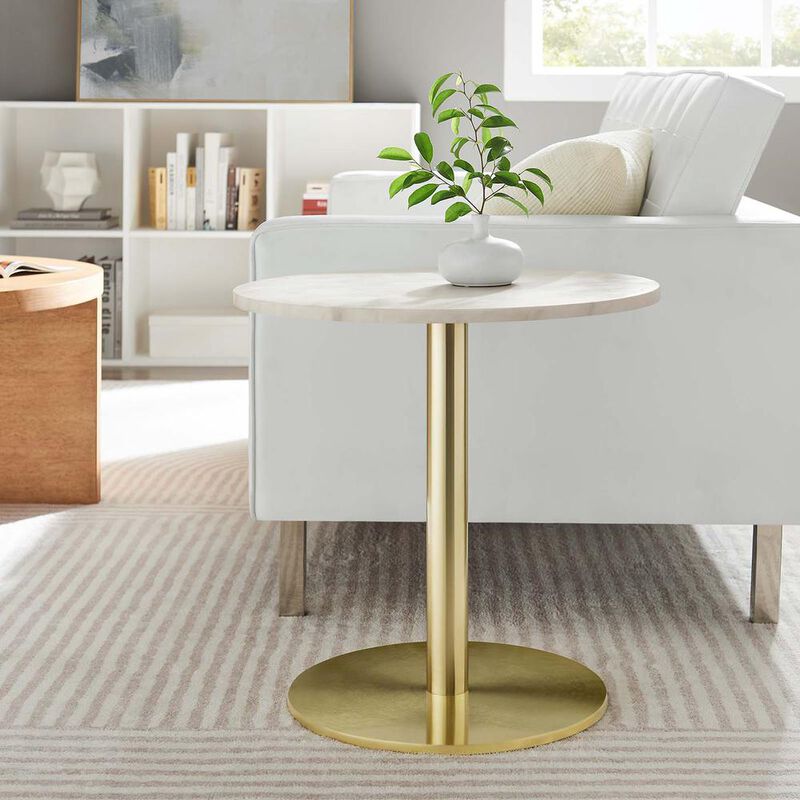 Modway Viva Round White Marble Side Table