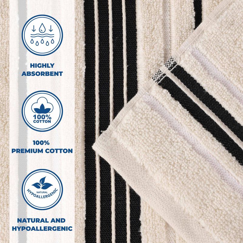 6 Piece Zero Twist Cotton Hand Towel Set, Solid and Floral Patterns image number 3