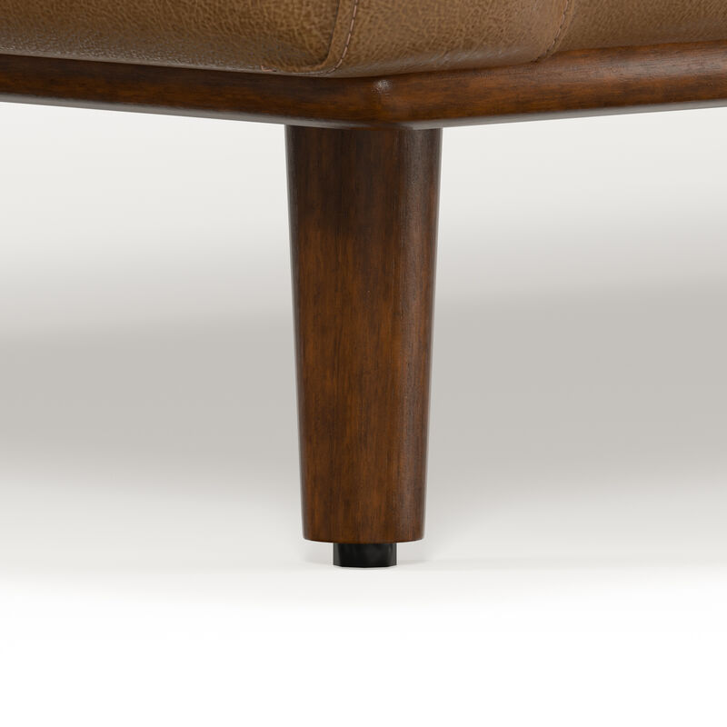 Morrison 89 inch Wide Mid-Century Modern Sofa in Caramel Brown Top Grain Genuine Leather