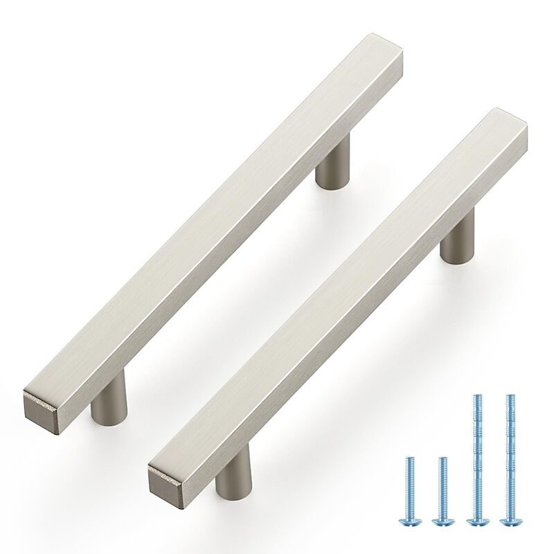 JOY DECOR 30 Pack 4 Inch Brushed Nickel Square Cabinet Handles Stainless Steel Cabinet Hardware Pulls for Kitchen and Drawers wi