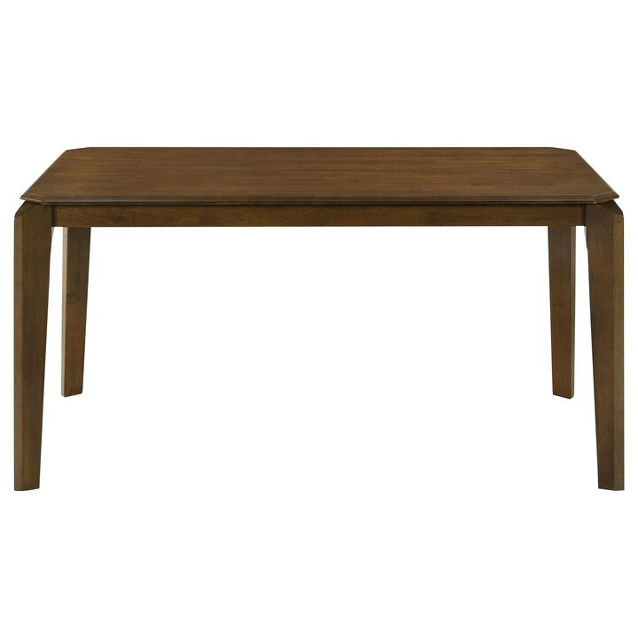 Montena Dining Table, Dark Brown Hardwood, Rectangular 59 Inch Top