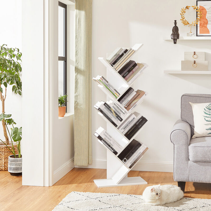 9-Tier Vertical Tree Bookcase – Space-Saving Freestanding Bookshelf for Bedroom, Study or Reading Nook