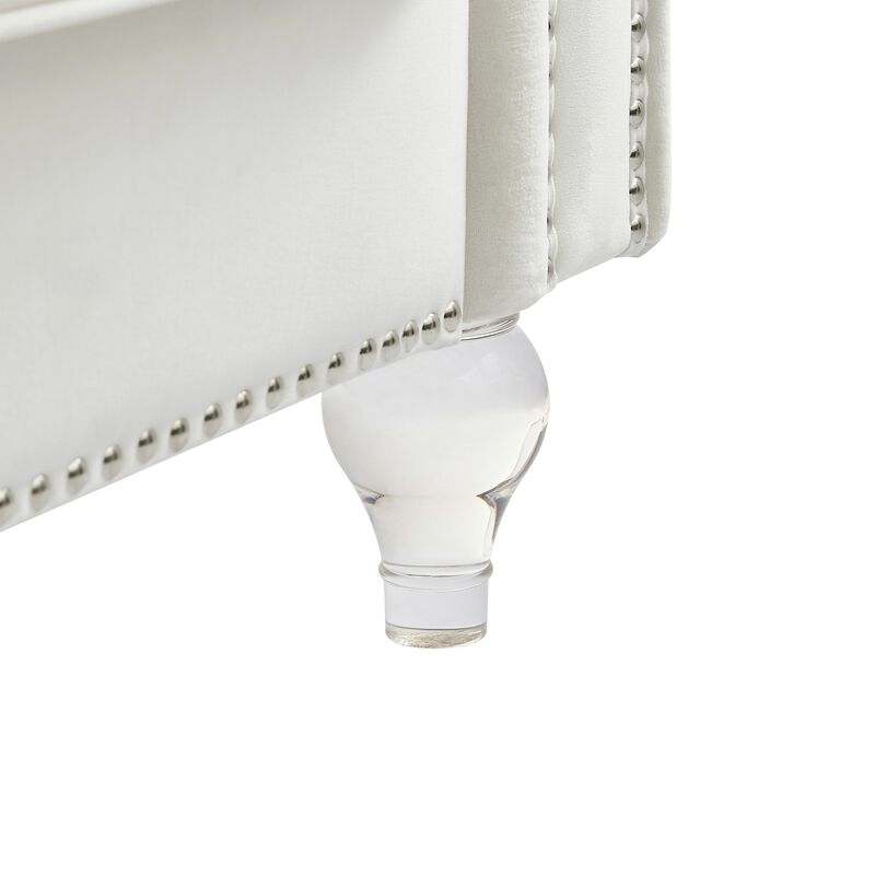 Contemporary Velvet Loveseat &ndash; Elegant 2-Seater Sofa with Crystal Button Detailing