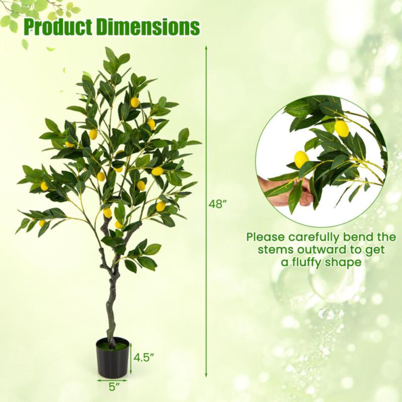 Hivvago Artificial Lemon Tree Tall Fake Lemon Plant with Lemon Fruits