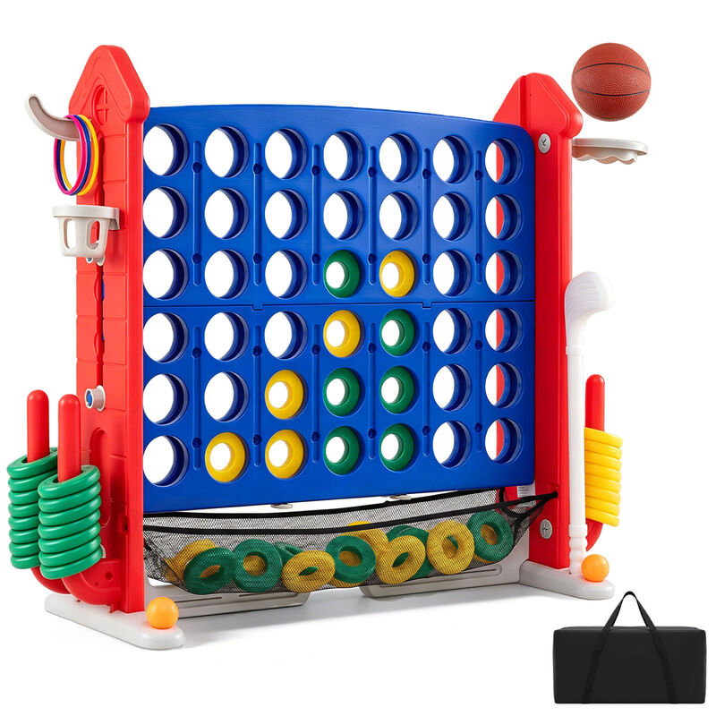 Portable 4 in 1 Row Connect Game with Mesh Net and Adjustable Height image number 3