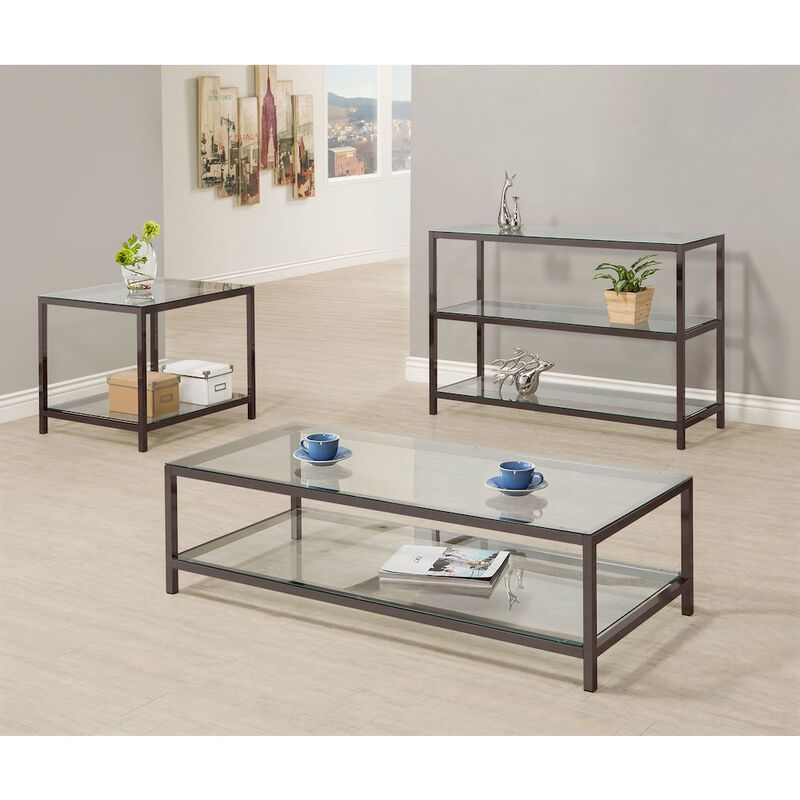 Coaster Co. of America Trini 1-shelf Glass Top Coffee Table Black Nickel