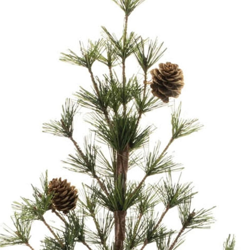 HomeRoots Set of Two 32" Mini Artificial Pine Trees With Pinecones In Rustic Brown Pots image number 3