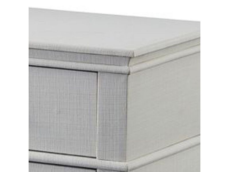 Fabric Upholstered Wooden Nightstand with Two Drawers, White-Benzara