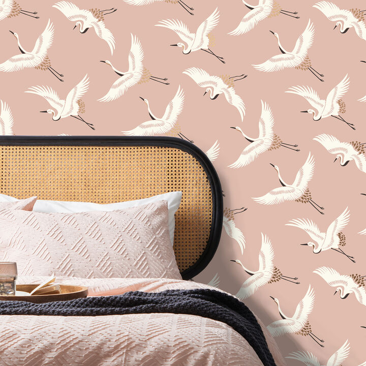 Cosette Blush Cranes Wallpaper