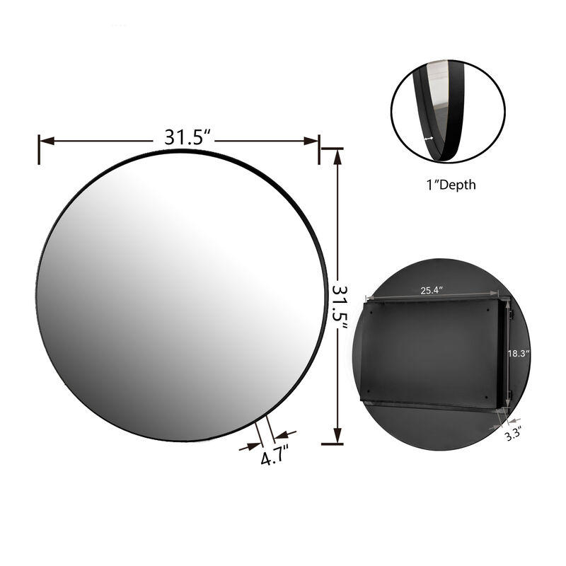 ELEMENT ACE Modern Round Metal Medicine Cabinet with Adjustable Shelves - Elegant Bathroom Storage Solution image number 2