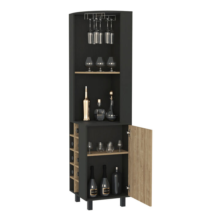 Hamden 10-Bottle 1-Shelf Bar Cabinet Black Wengue and Pine