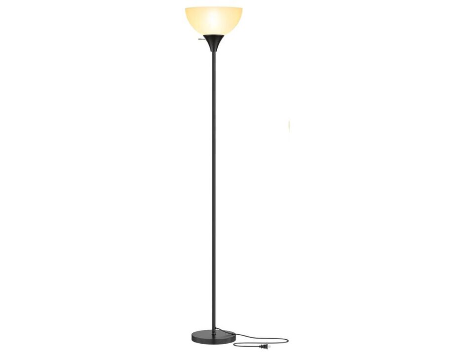 LED Floor Lamp Black Torchiere Standing Lamp White Shade Modern Design