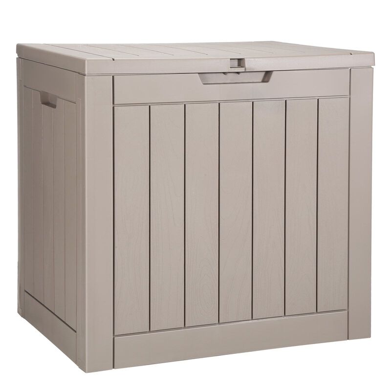 Outdoor Resin Deck Box 31 Gallon, Waterproof Storage for Cushions and Tools-Grey image number 0