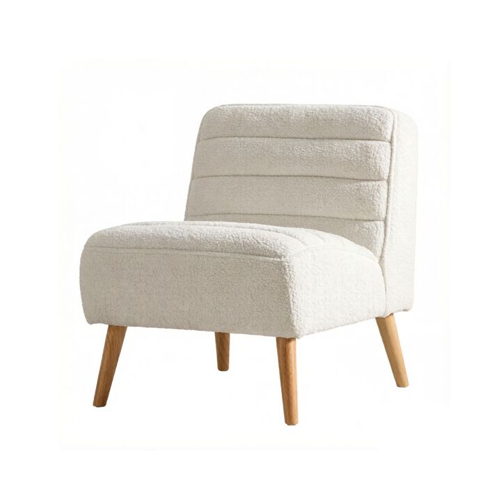 GOODSILO Modern Upholstered Armless Accent Chair with Chenille Fabric and Rubber Wood Legs for Versatile Home Seating