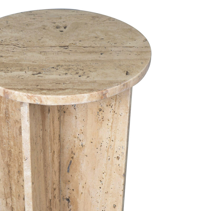 Javier 14" Contemporary Natural Marble Handmade X-Shaped End Table