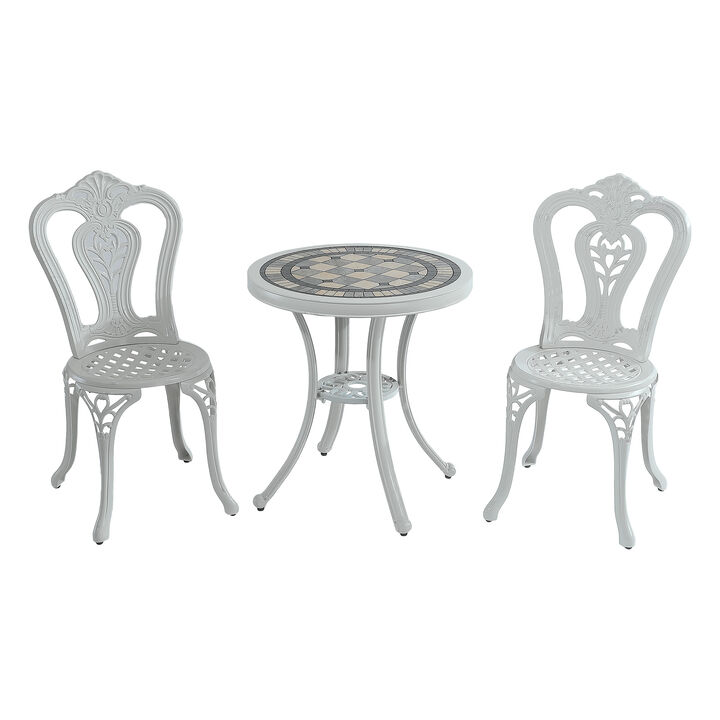 MONDAWE Patio Cast Aluminum Bistro 3-Piece Dining Set, Round Table and 2 Piece Outdoor Chair– Indoor & Outdoor Chic Furniture