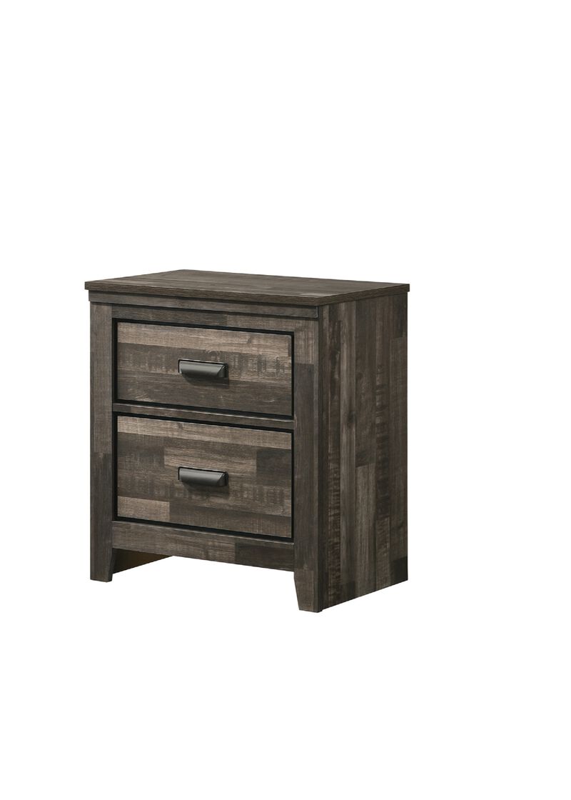Streamdale Contemporary Nightstand in Brown Mix Finish with 2 Drawers