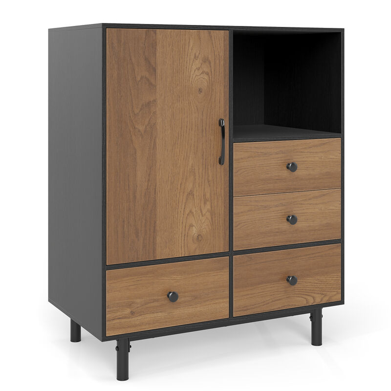 Mid-Century Storage Cabinet with 4 Drawers and Open Shelf Compartment image number 0