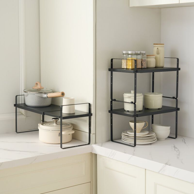 2-Tier Cabinet Organizer Shelf Steel Counter Spice Rack for Kitchen image number 6
