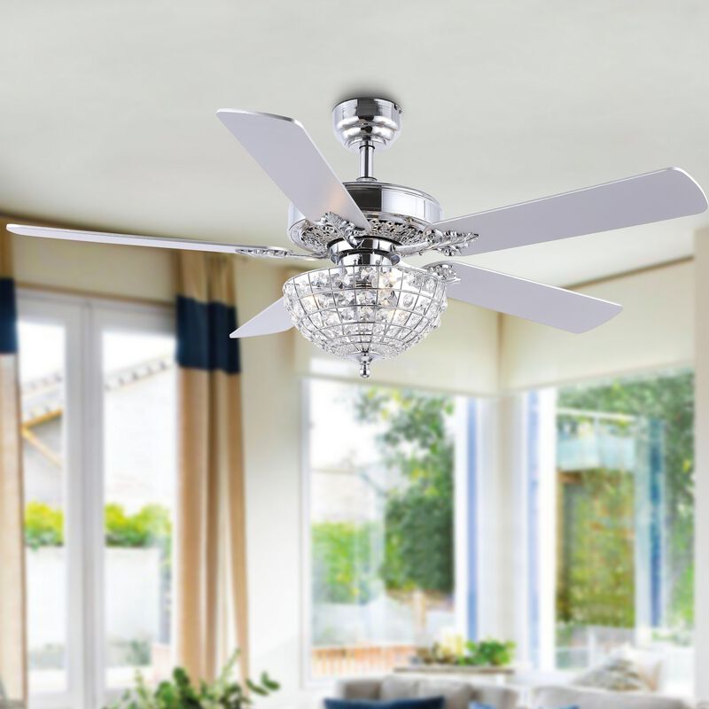 Mandy 3-Light Glam Classic Crystal Dome Shade LED Ceiling Fan With Remote