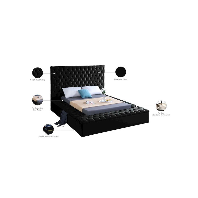 Meridian Furniture Bliss Black Velvet King Bed