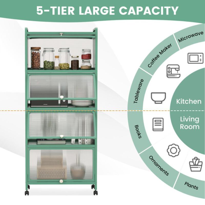 Hivvago 5-Tier Kitchen Baker's Rack with Flip-up PC Doors