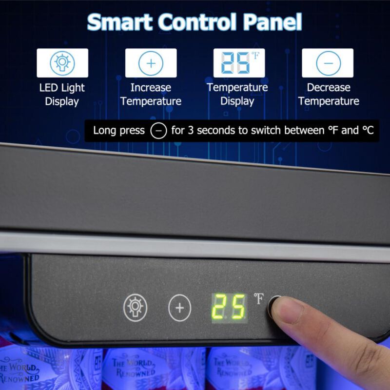 Costway Compact Refrigerator with Adjustable Thermostat and Stainless Steel Door