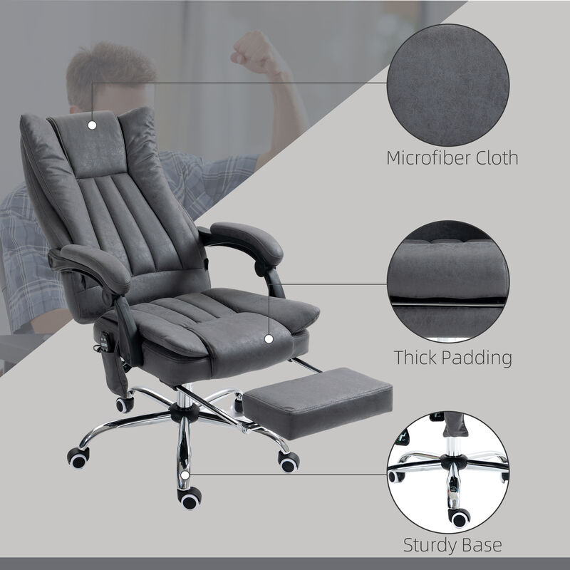 Vinsetto Microfiber Office Chair, High Back Computer Chair with 6 Point Massage, Heat, Adjustable Height and Retractable Footrest, Dark Blue