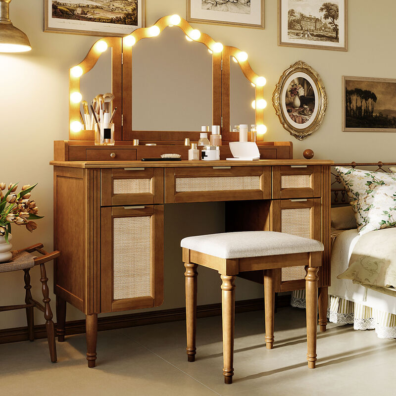 Merax Bohemian Hollywood LED Makeup Vanity Table image number 2
