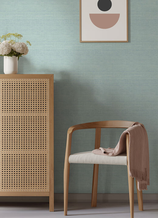 Agave Aqua Faux Grasscloth Wallpaper (Set of 2)