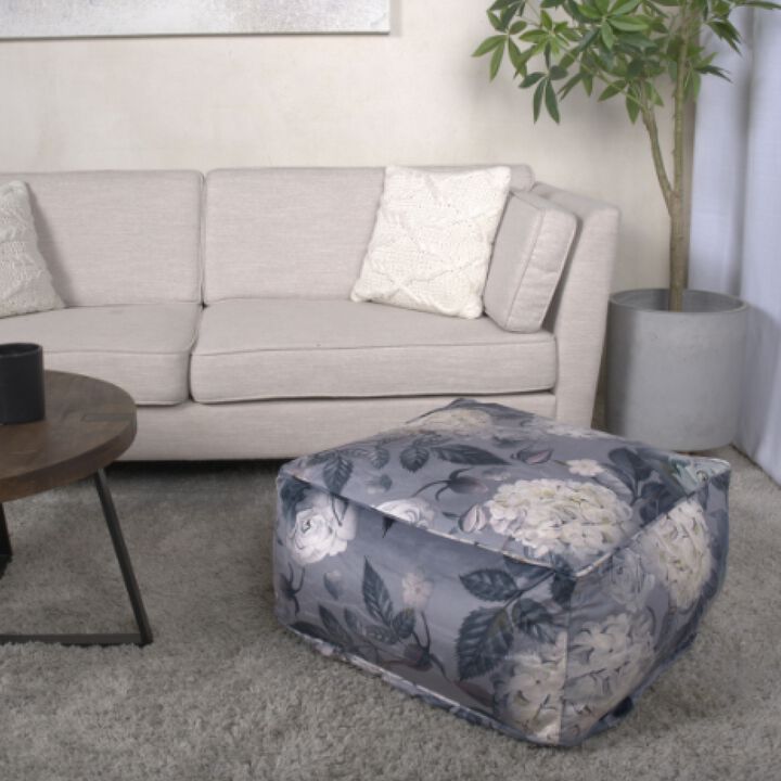 GOODSILO Versatile Square Pouf Ottoman with Stylish Floral Pattern - Perfect Floor Cushion Seating for Modern Living Rooms