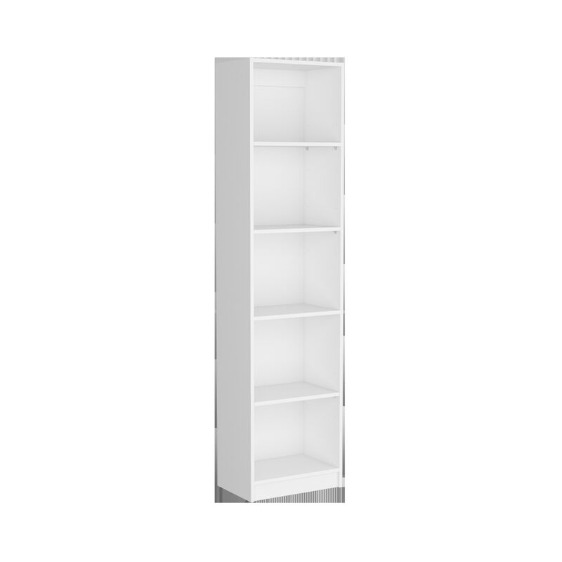 HomeRoots 71" White Wood Five Tier Bookcase image number 3