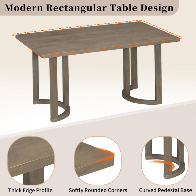 Curquu 7‑Piece Modern Farmhouse Dining Set image number 5