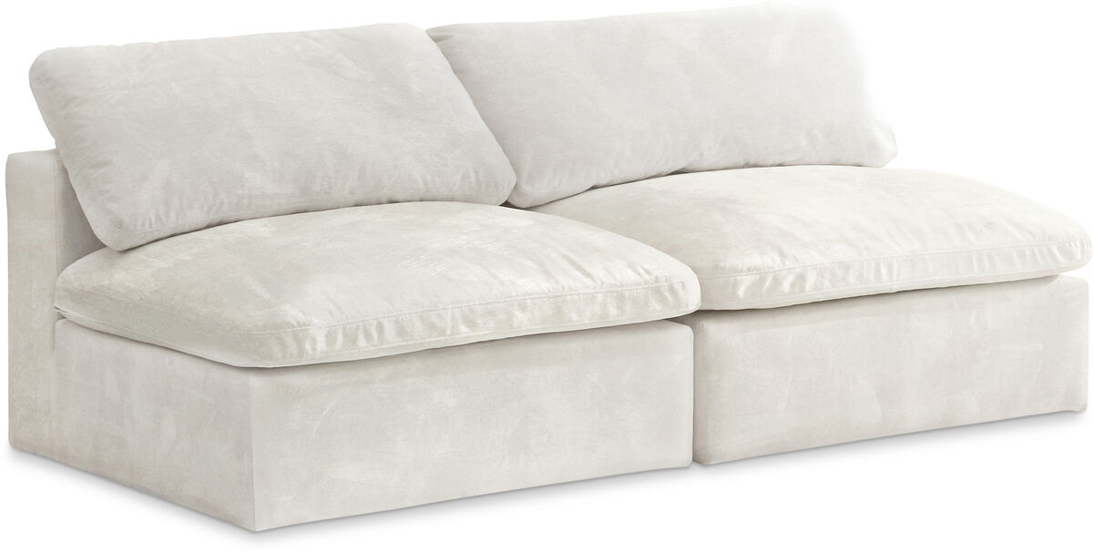 Meridian Furniture Cozy Cream Velvet Comfort Modular Armless Sofa