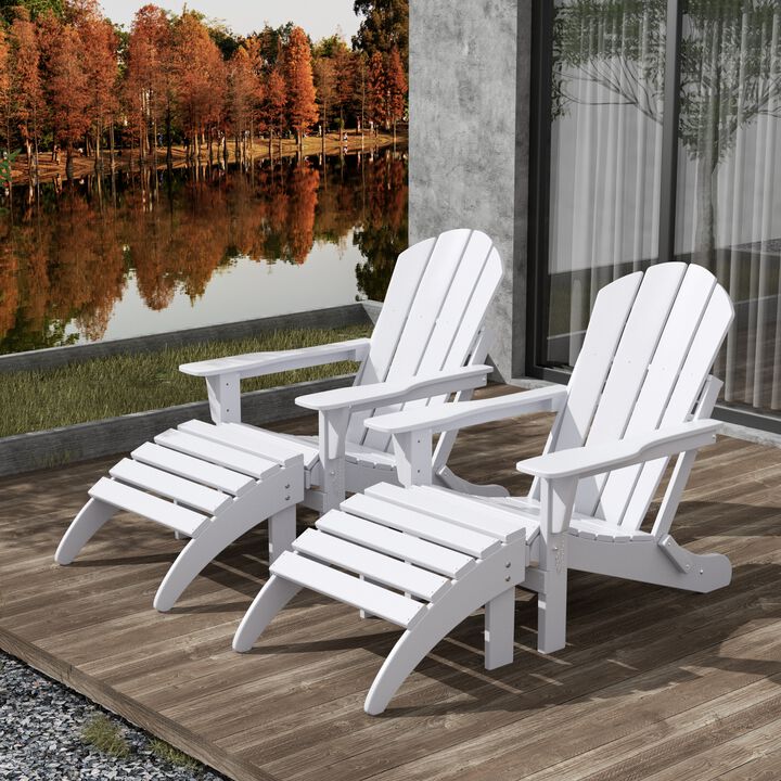 WestinTrends 4-Piece Folding Adirondack Chair With Footrest Ottoman Set