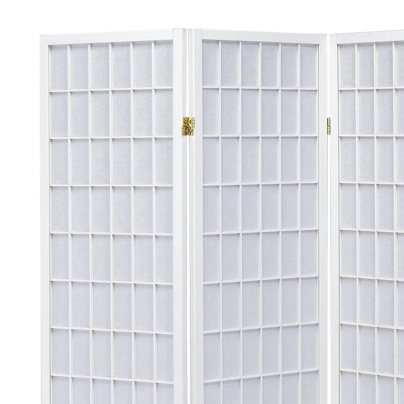 Contemporary Style Four Panel Folding Screen, White-Benzara
