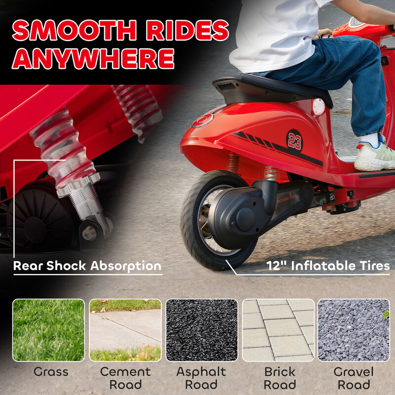BreeBe 24V Kids Motorcycle with 3-Speed, Electric Motorcycle with Rear Suspension and LED Lights image number 5
