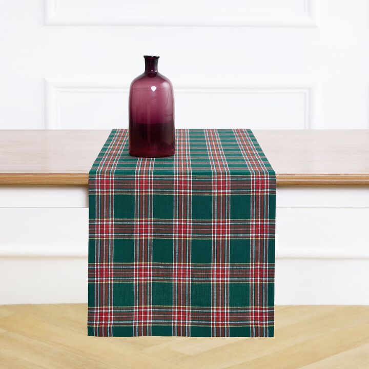 Linen Table Runner - Green Tartan Plaid