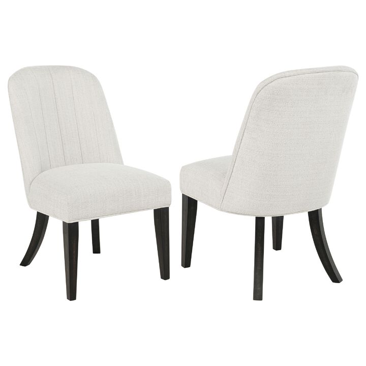 Lina Dining Side Chair Set of 2, Cream Upholstery, Brunished Black