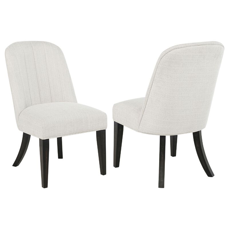 Lina Dining Side Chair Set of 2, Cream Upholstery, Brunished Black image number 0