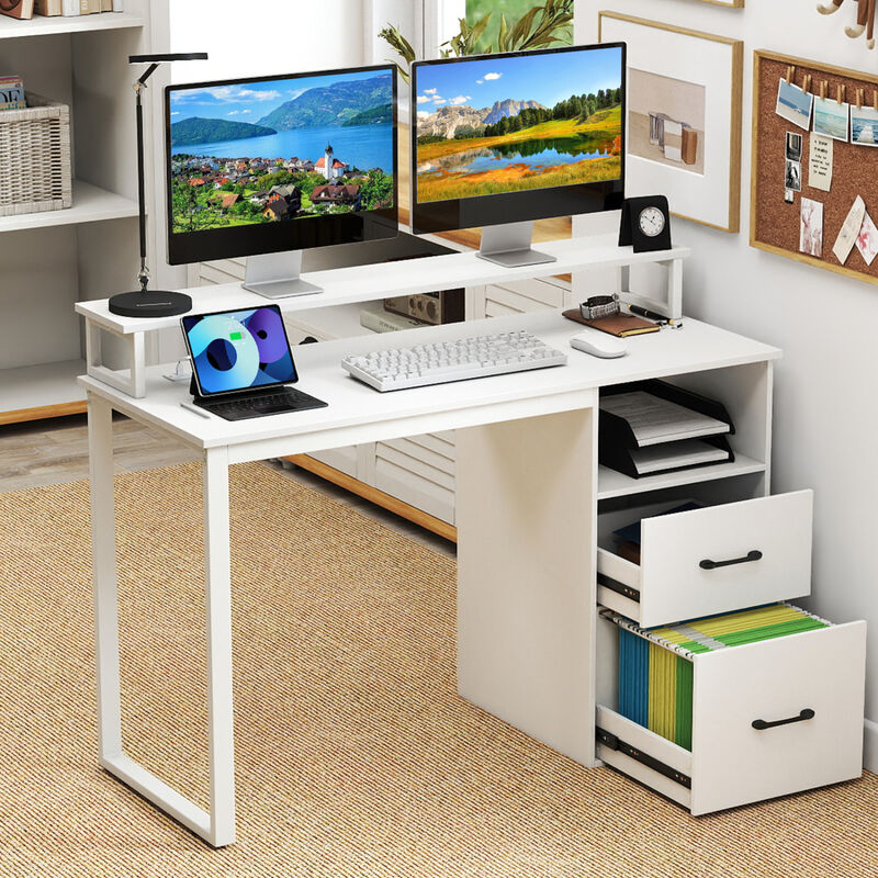 Computer Desk with Power Outlets and File Drawer for Office and Study image number 5