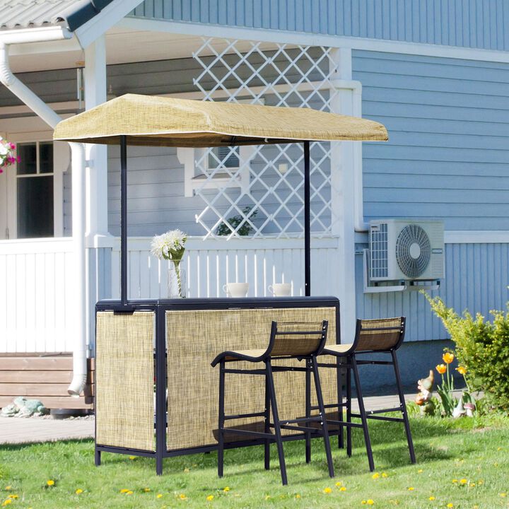 Intimate Bar Nook: 3-Piece Outdoor Set with Canopy and Storage Table