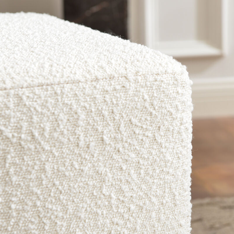 KINWELL 18.5" W Square Boucle Upholstered Ottoman Entryway Footstool image number 2