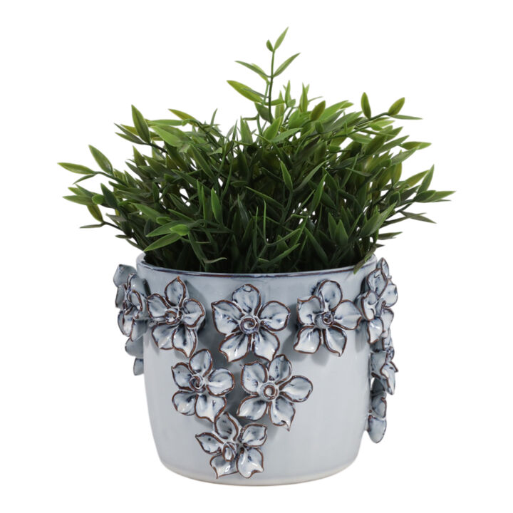 6" Floral Applique Planter