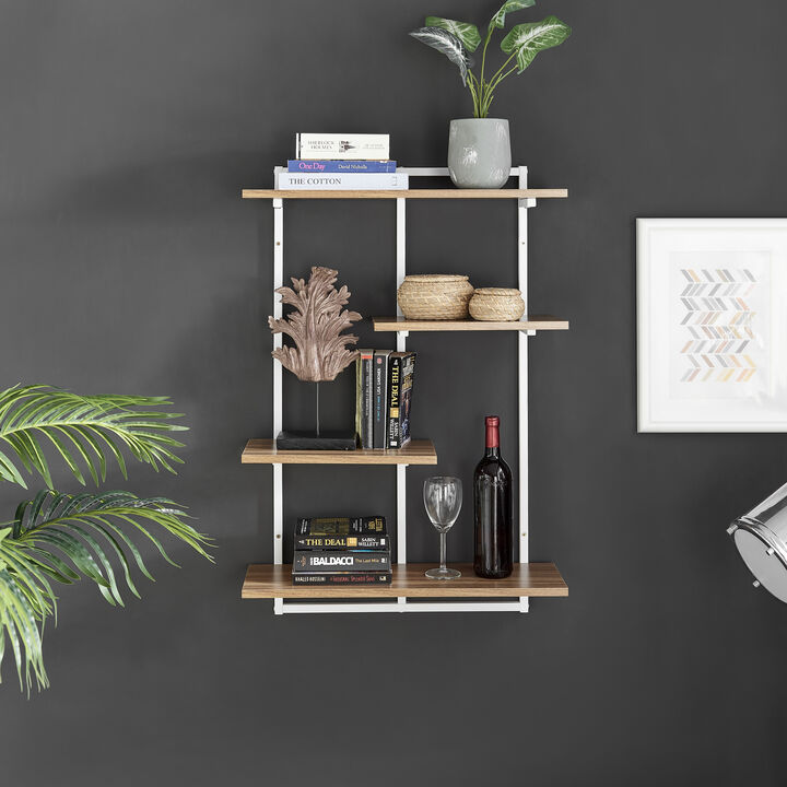 Rhodes 4 Tier Modern Floating Windowsill Wall Shelf Unit with Metal Frame
