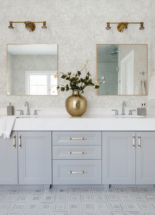 Khauta Silver Floral Geometric Wallpaper (Set of 2)
